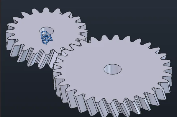 A pair of gears made with Spur Gears